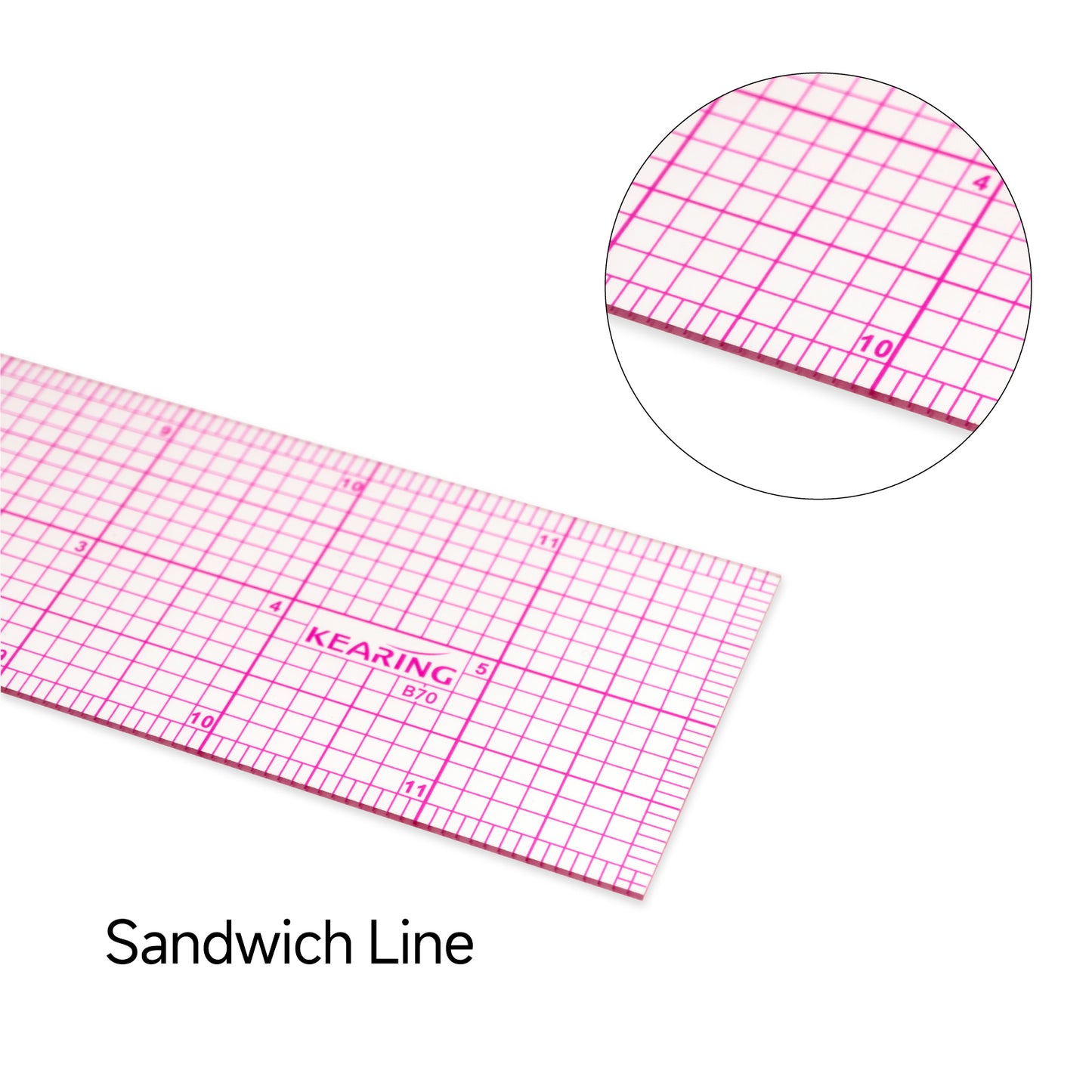 Kearing B70 Plastic Pattern Grading Ruler 12”