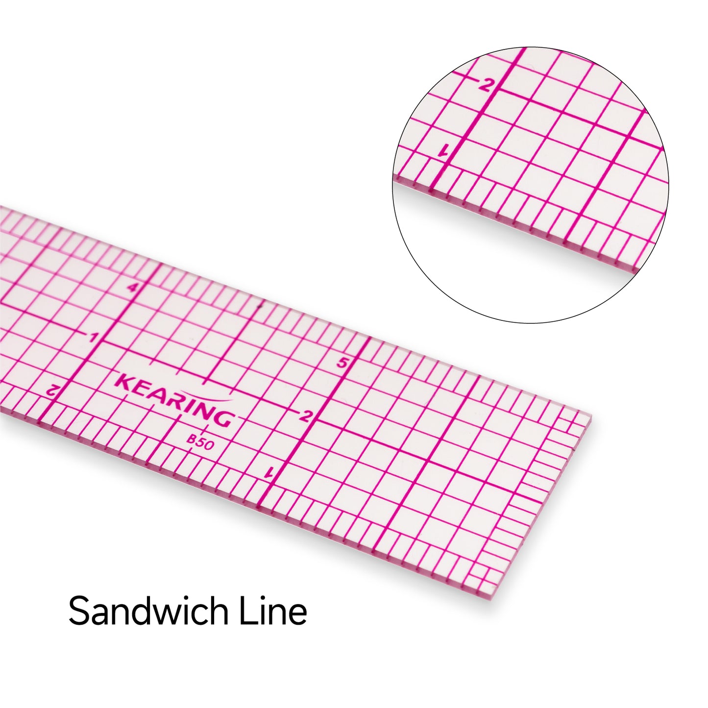 Kearing B50 Plastic Pattern Grading Ruler 6”