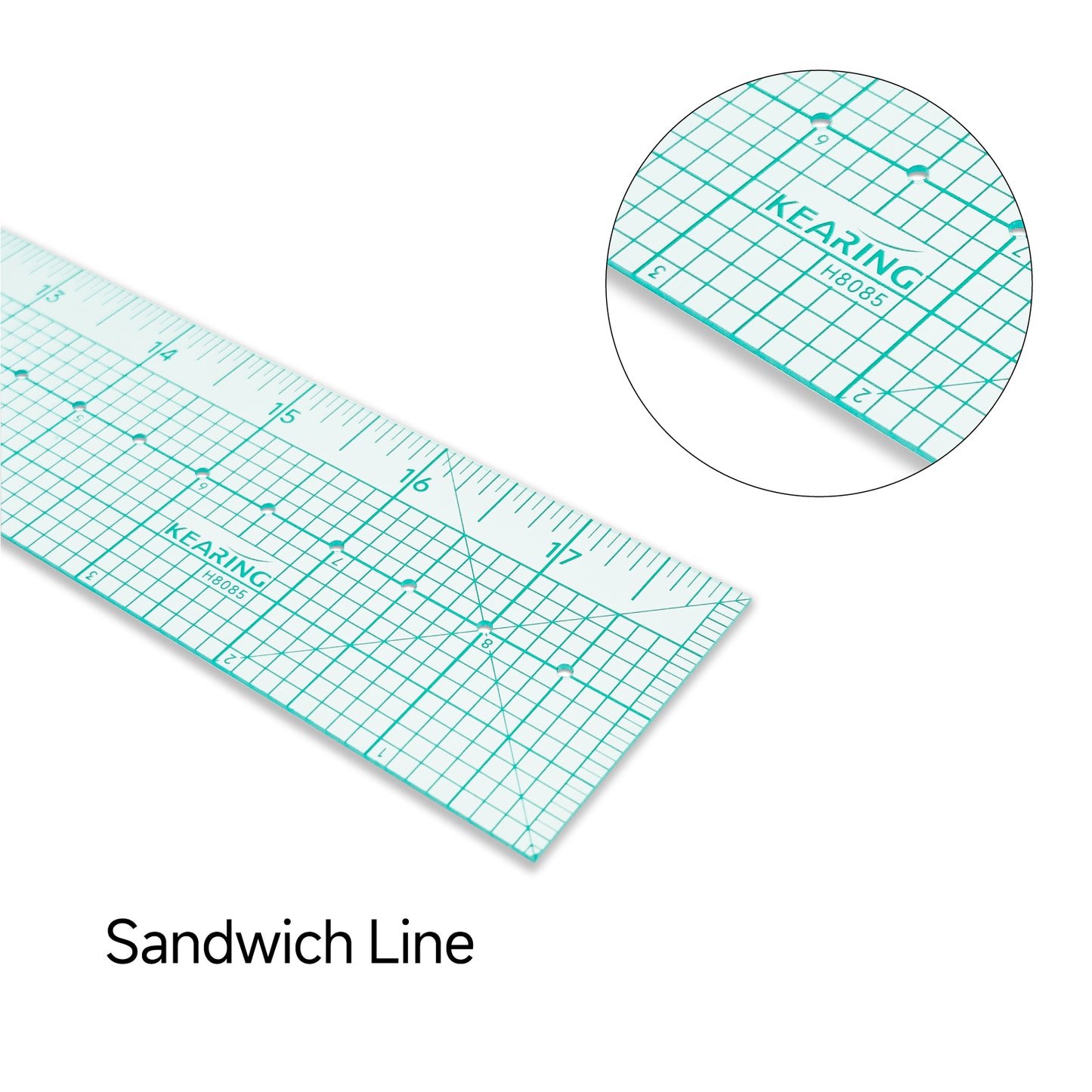 Kearing H8085 Pattern Grading Ruler with Holes 18”