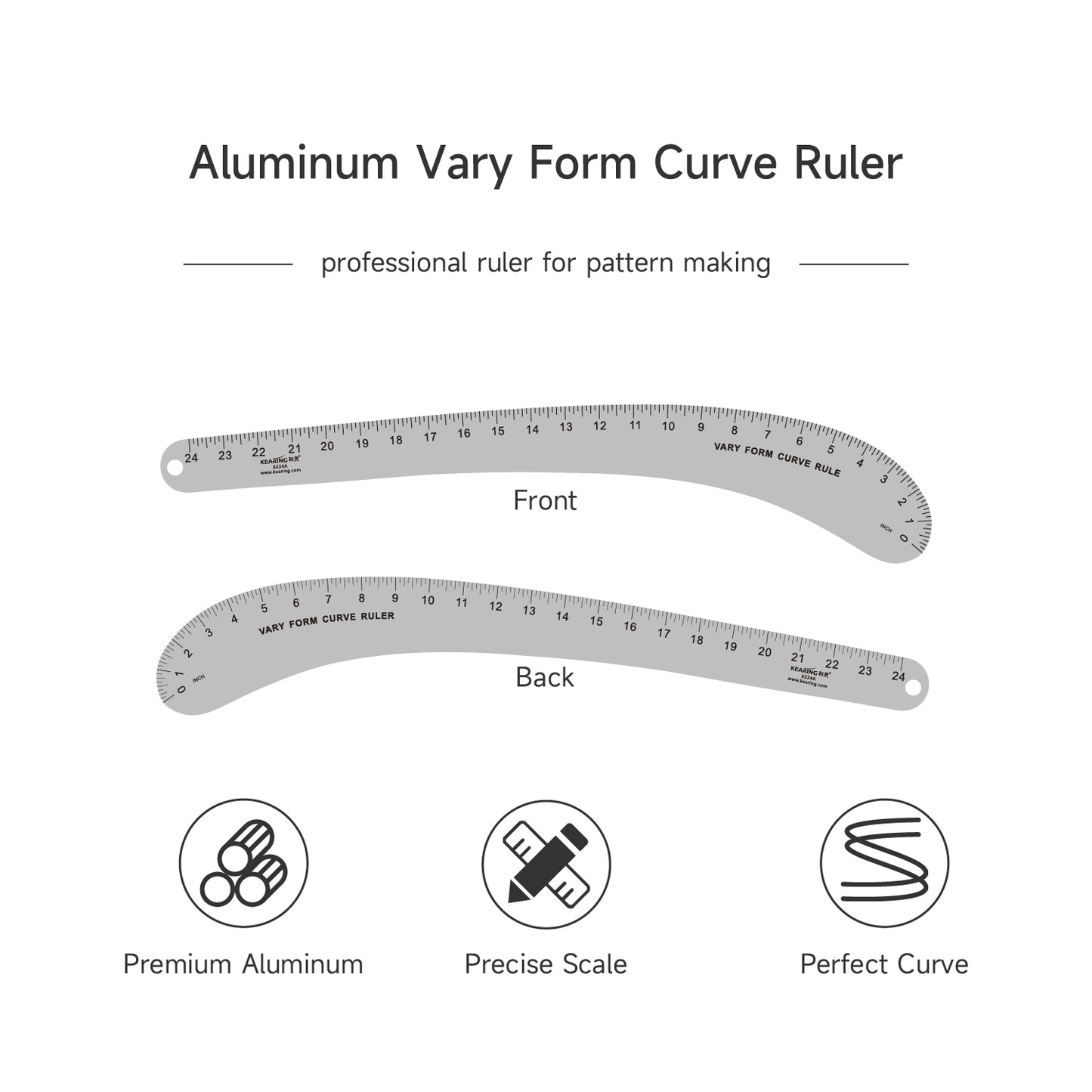 Kearing 24” Aluminum Curve Ruler 6224A
