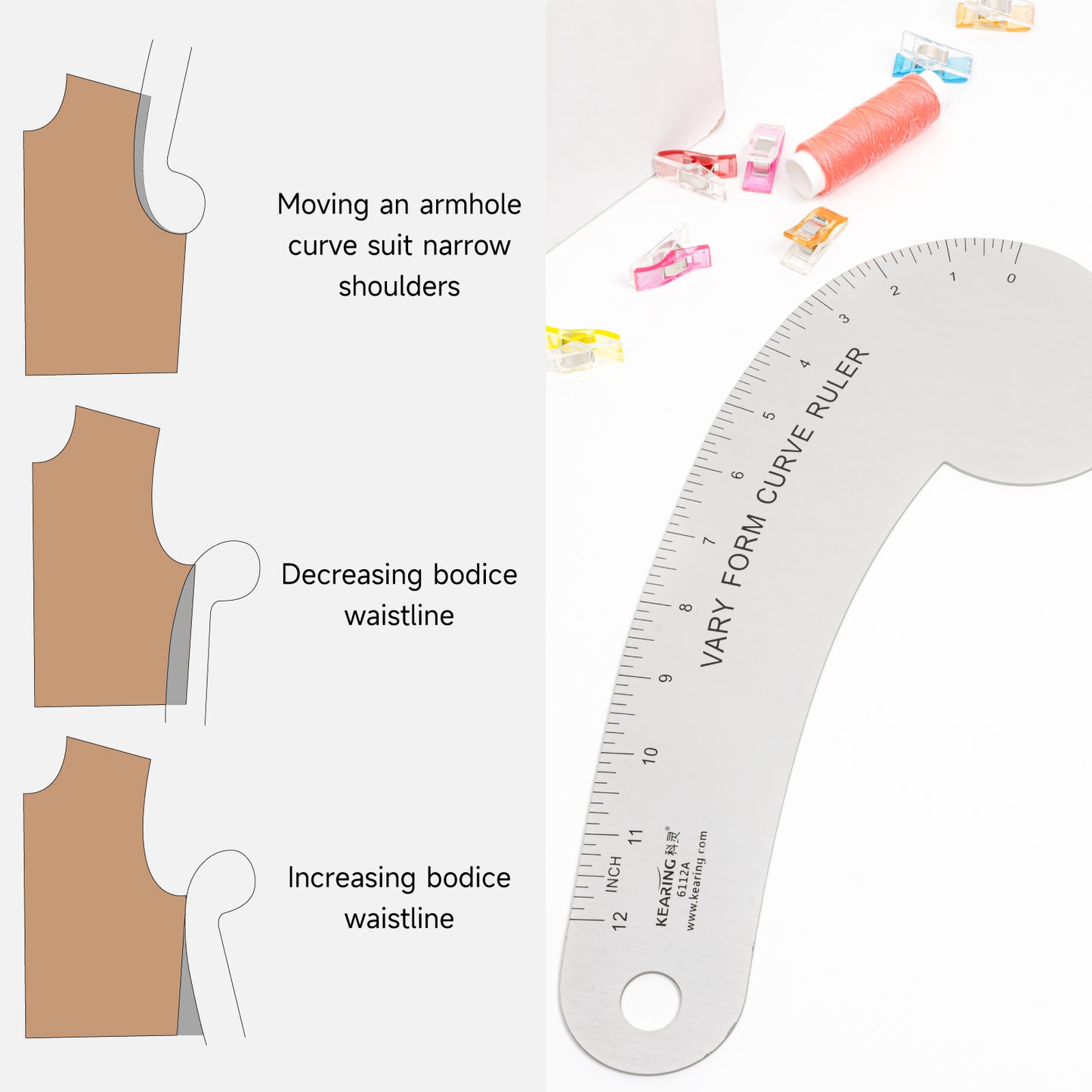 Kearing 12” Aluminum Curve Ruler 6112A