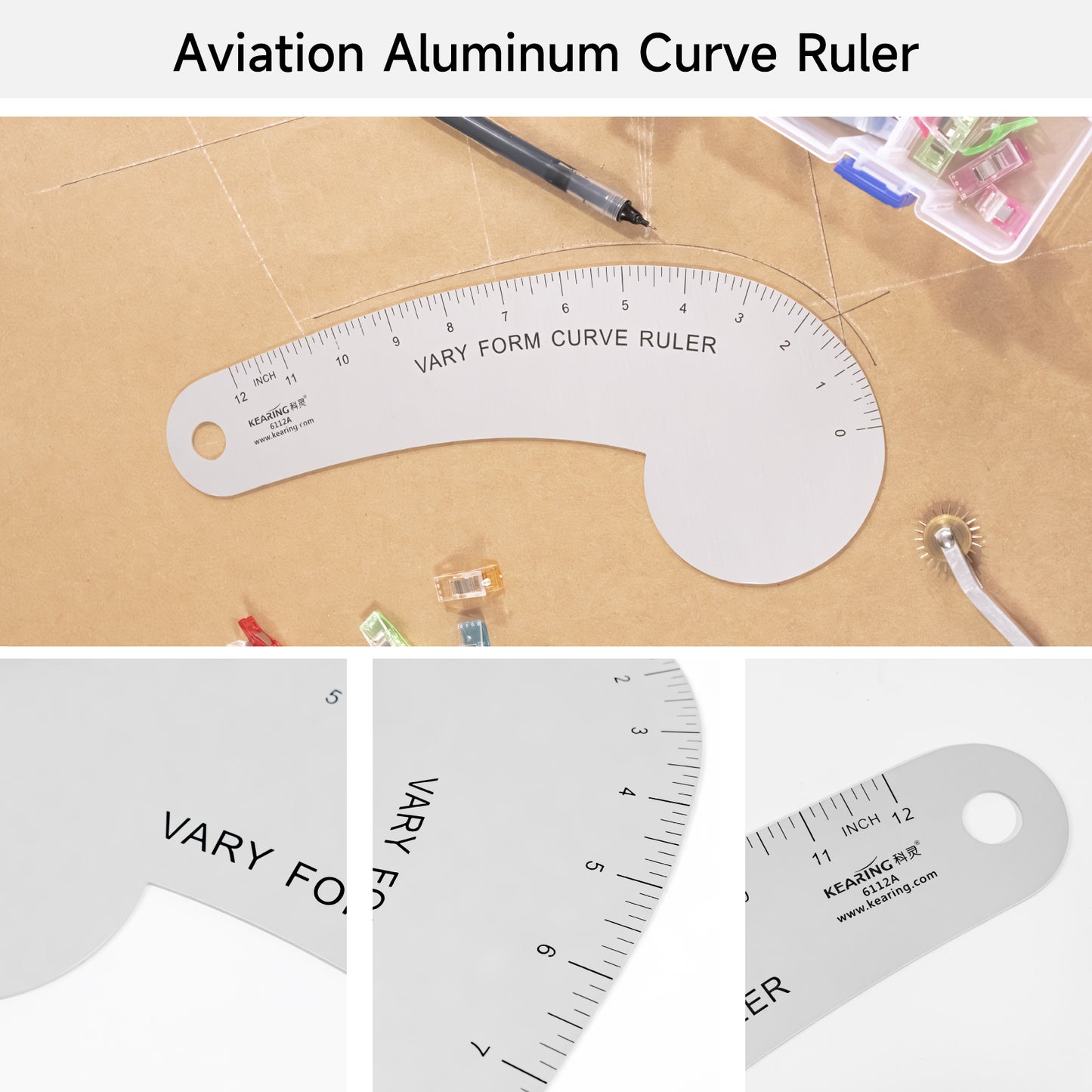 Kearing 12” Aluminum Curve Ruler 6112A